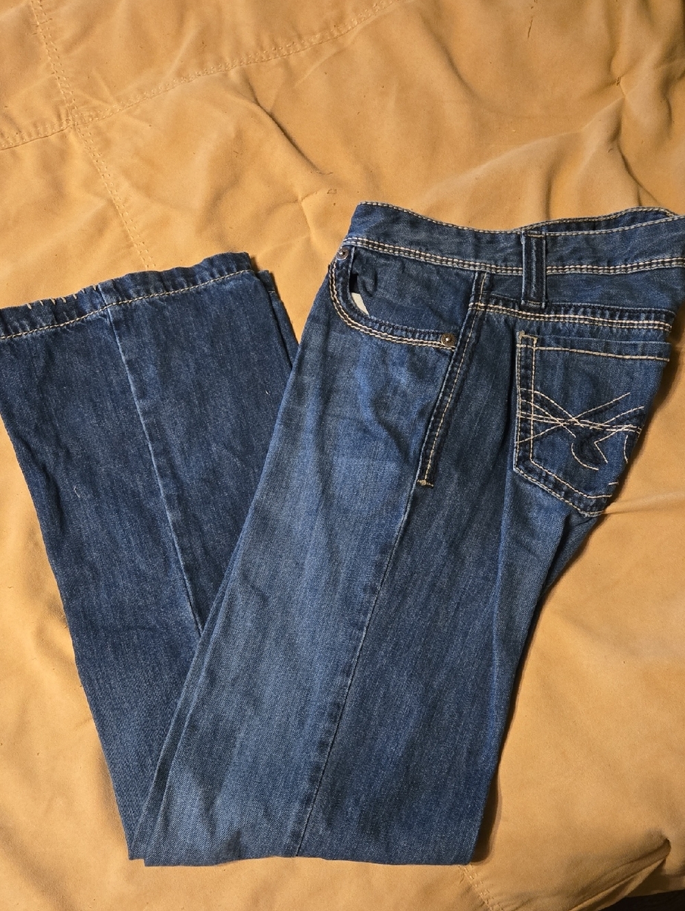 Women's Dark Blue Boot Cut Jeans with Contrast Stitching